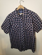 Wrangler Western Short Sleeve Pearl Snap Shirt Multicolor Plaid Pockets ... - £12.35 GBP