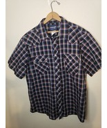 Wrangler Western Short Sleeve Pearl Snap Shirt Multicolor Plaid Pockets ... - £12.31 GBP
