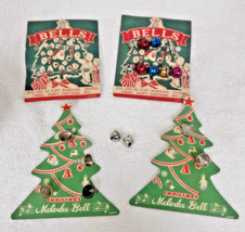 4 Vintage Japan Metal Melodee Craft Bells Christmas Graphics Cards Santa... - $16.34