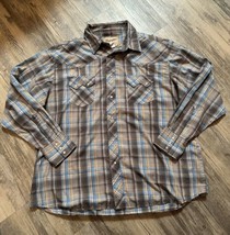 Wrangler Western Shirt Men Size 2XL Plaid Pearl Snap Long Sleeve Button Up - $19.24