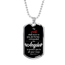 Angels Protect You Dog Tag Stainless Steel or 18k Gold 24&quot; Chain - £37.31 GBP+