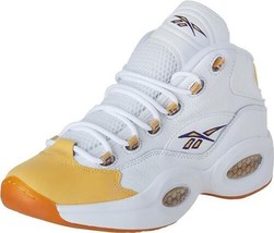 Reebok Men Question Mid Sneakers White/Yellow FX4278 - $74.00