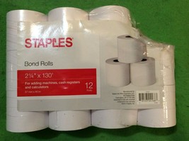 Staples Bond Rolls - 11 New Rolls - 2 1/4" X 130' - Free Shipping - $23.95