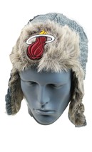Miami Heat adidas NBA Team Logo Trapper Style Cap Faux Fur Knit Hat - £18.64 GBP