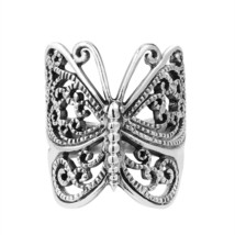 Elegantly Handcrafted Sterling Silver Butterfly Wrap-Around Ring - 7 - £20.20 GBP