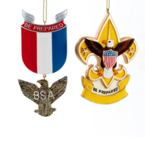 Kurt Adler Boy Scout Set Of 2 - Eagle Badge &amp; Fleur De Lis Christmas Ornaments - £15.09 GBP