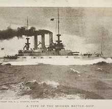 1904 Battleship Military United States Nautical Print Ephemera 3.5 x 4.5&quot; - £16.74 GBP