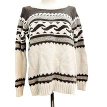 AEO Pullover Sweater Small Browns Fair Isle Long Sleeve - £14.79 GBP