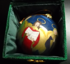 Six Angel Chorus Christmas Ornament Hand Painted Reverse Original Box - £7.05 GBP