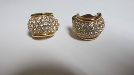 &quot;&quot;HALF ROUND -  WIDE BAND OF RHINESTONES&quot;&quot; - CLIP ON EARRINGS - $8.89