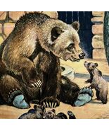 Grizzly Bear And Cubs 1954 Art Print Paul Bransom Marlin Perkins Zoopara... - $39.99