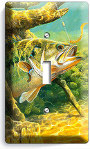 Largemouth Bass Lure River Fishing Light Switch 1 Gang Plate Hd Cabin Room Decor - £9.58 GBP