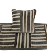 Striation - Velvet Beige &amp; Grey Decorative Bed Runner and Pillow Cover - $1,483.89 MXN+