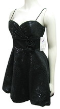 NWT Hailey Logan Black Sequin Party Dress $128 Juniors 5 Women 6 Adrianna Papell - £31.61 GBP