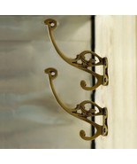 Lot of 2 pcs Solid Brass Victorian Floweriest Swirl Vintage HOOK Wall Mo... - $43.76 CAD