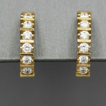 1.00Ct Round Cut Diamond Half Hoop Huggie Earrings in 14k Yellow Gold Over - £67.70 GBP