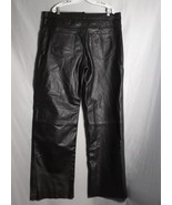 Xelement Men&#39;s Heavy Leather Bikers Black Raw Hem Straight Leg Pants Siz... - £139.39 GBP