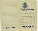 The Flying Dutchman 1949 Passenger Information From KLM Royal Dutch Airl... - $37.62