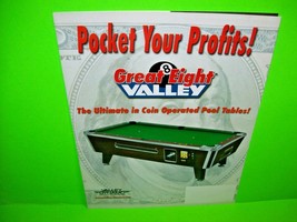 Valley Dynamo GREAT EIGHT Original Pool Billiards Table Promo Flyer Paper Adv. - £14.88 GBP