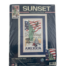 Sunset Cross Stitch Kit Let Freedom Ring American Symbols Statue of Liberty  - $38.61