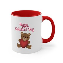 happy valentines day teddy bear Accent Coffee Mug, 11oz lovers cup - £14.33 GBP