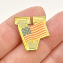 Vintage American Flag Over &quot;V&quot; For Victory Or Veteran Hat Lapel Lanyard Pin 3/4” - £8.38 GBP