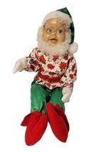 VTG Adorable Handmade Santa&#39;s Elf w/ Glasses Sitting 24&quot; Doll Shelf Sitter MINT  - £48.18 GBP