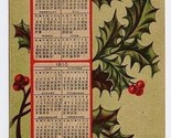 1910 Happy New Year Calendar Postcard 12 Months Holly  - $9.90