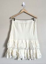 Soft Surroundings Petite Large Cream Gauzy Tiered Lined Skirt - £39.92 GBP