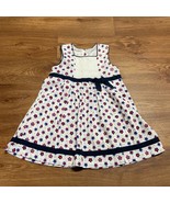 Lil Cactus Red White Blue Floral Pleated Dress Girls Size 6 Bow Holiday - £15.48 GBP