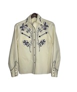 Vintage 70s H Bar C California Ranchwear Western Shirt Cream Grey Floral... - $1,723.50 MXN