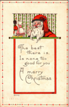 Vtg Postcard Santa Claus Writing Hearty  Greeting Christmas Postmarked 1914 - £5.83 GBP
