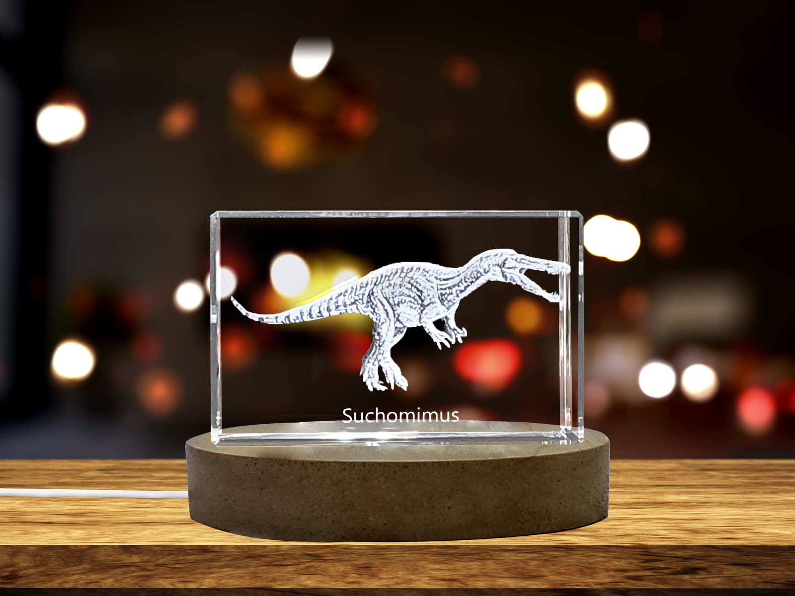 LED Base included | Suchomimus Dinosaur 3D Engraved Crystal 3D Engraved Crystal