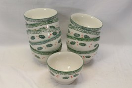 Montgomery Ward Holly Christmas Soup Bowls 5.25&quot; Lot of 10 - $48.99