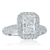 GIA 2.00Ct D-VVS2 Radiant Lab Grown Diamond (3.79TCW) Ring 18k White Gold - £4,315.42 GBP