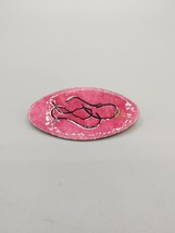 Vintage Oval Pink Enameled on Copper Pin Abstract Design 7 &quot;L - £5.49 GBP