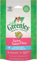 Greenies Feline Natural Dental Treats Tempting Salmon Flavor 2.5 oz Greenies Fel - $15.93