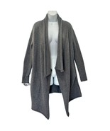 Inhabit Gray 100% Cashmere Open Cardigan Asymmetric Chunky Knit Sweater ... - $923.02 MXN