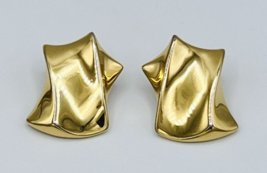 Vintage 80s Erwin Pearl Signed P.E.P. Chunky Gold Tone Earrings - £23.67 GBP