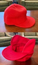 Fleece Hat with Ear Flaps Size Medium Vintage Red Farmer Trucker Ski Snowboard - £15.69 GBP