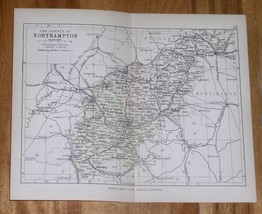 1882 Antique Map Of County Of Northampton Northamptonshire Daventry / England - £22.34 GBP