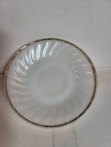 Vintage Fire King Oven Ware Milk Glass Swirl Pattern w/Gold Trim Cup Saucer - £21.03 GBP