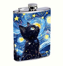 Starry Cat Van Gogh 8oz Stainless Steel Hip Flask Drinking Liquor - $14.80