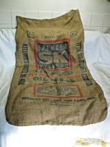 Vintage Spencer Kellogg Linseed Oil Meal Large 100# Two Color Burlap Bag-Home!!! - £18.34 GBP