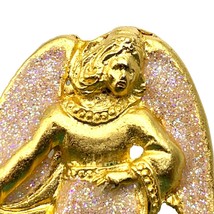 Vintage Hark the Harold Angel Brooch Pin Brushed Gold Tone Sparkle Glitt... - £10.04 GBP