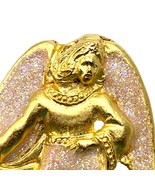 Vintage Hark the Harold Angel Brooch Pin Brushed Gold Tone Sparkle Glitt... - £10.08 GBP