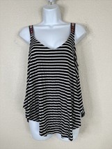 Altar&#39;d State Womens Size M Blk/Wht Striped Tank Embroidered Straps - £7.93 GBP