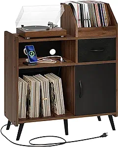Record Player Stand With Storage, Turntable Stand With Sliding Door, Rec... - $218.99