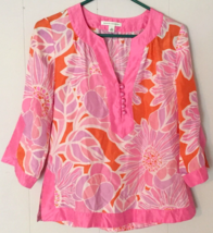 Banana Republic blouse size XS  100% silk, 3/4 sleeves pink, flower print - £10.37 GBP