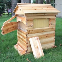 7pc Auto Flowing Honey Hive Beehive Frames &amp; Beekeeping Brood Cedarwood Box - $317.89